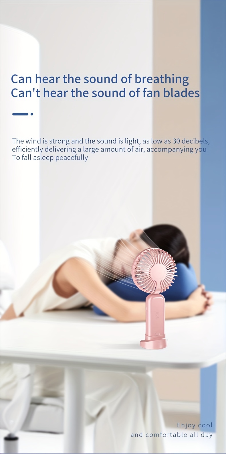 1pc handheld convenient fan silent 5 speed wind with turbo tilt fan blade 90 folding design fan usb rechargeable battery fan with large capacity and   small folding electric fan for travel outdoor and office use mini handheld fan details 3