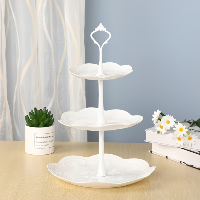 

Elegant 3-tier Plastic Cupcake Stand - Perfect For Weddings, Tea Parties & More - Easy Assembly Dessert Tower Tray