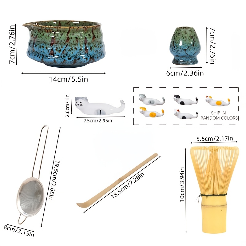 Image of Glass Matcha Tea Set- Bowl--colour Random, Bamboo Whisk & Sieve-modern Japanese Tea Ceremony Kit For Clear Matcha Preparation