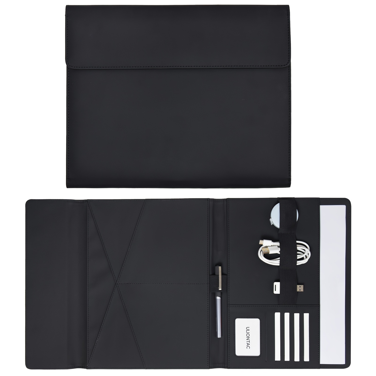 Black Vegan Leather Portfolio For Men