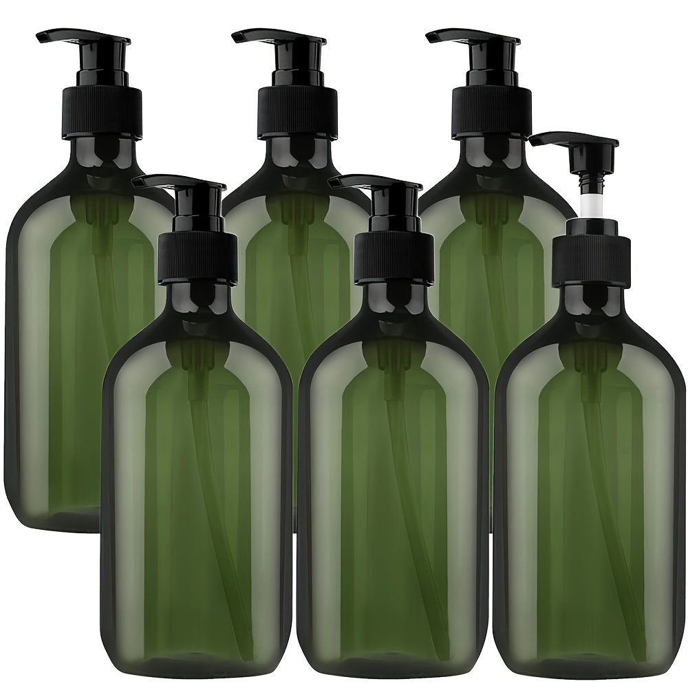 

6pcs, 17oz/500ml Pump Bottles Empty Plastic Pump Lotion Bottles, Clear Refillable Dispenser Bottles For Body Wash, Shampoo, Hand Sanitizer, Gel