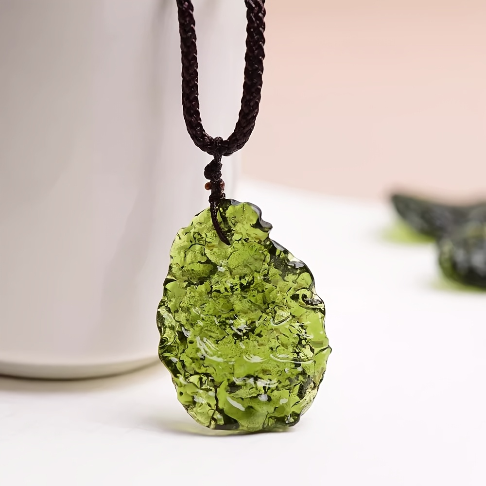 TEMU 1pc Irregular Moldavite Meteorite Impact Glass Rough Stone - With -garde Men's Woman's Fashion Accessory Unique Meteorite- Gemstone