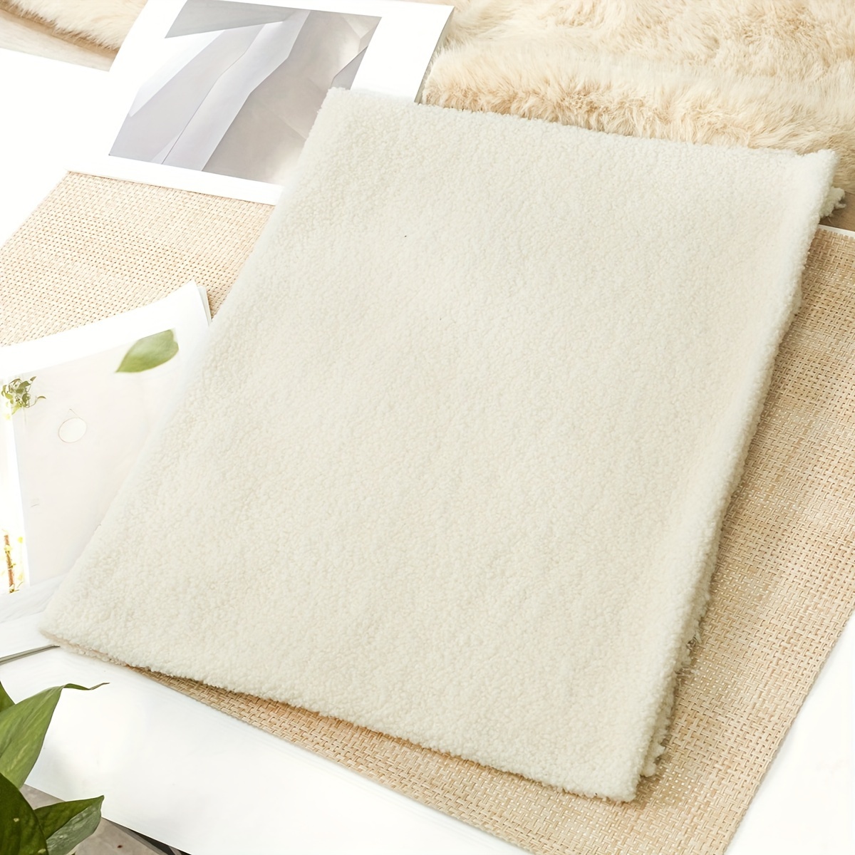 Teddy Fabric - 62.9" X 19.69" Polyester Crafting Material For Diy Throw Pillows, Dolls & Handmade Projects, Solid Color