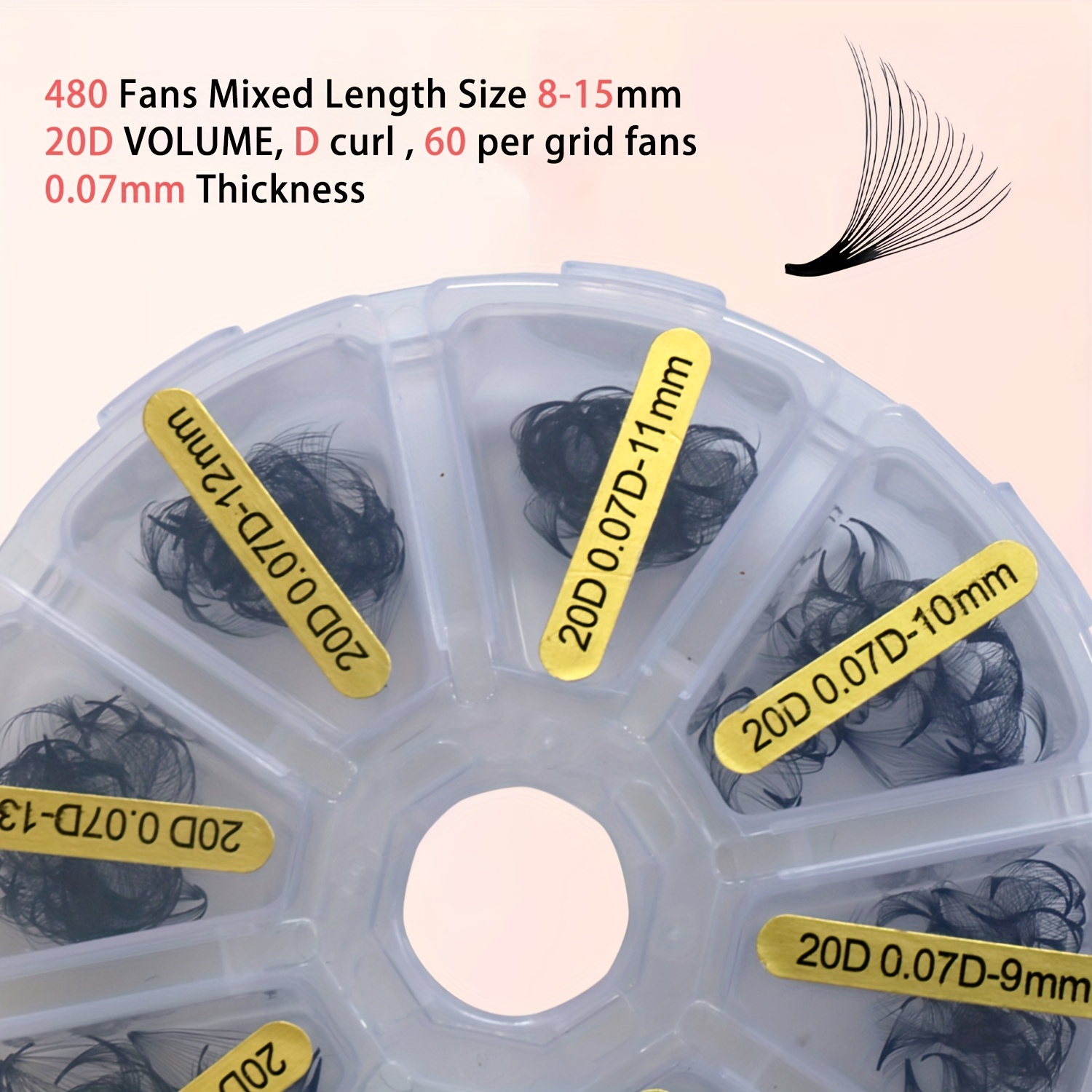 Image of Sack Of 10d/15d/20d Individual Lashes, Pre Made Fans Lash, 0.07mm Thickness, D , 8-15mm Length, 480pcs Soft And Lightweight False Eyelashes - Suitable For Beginners