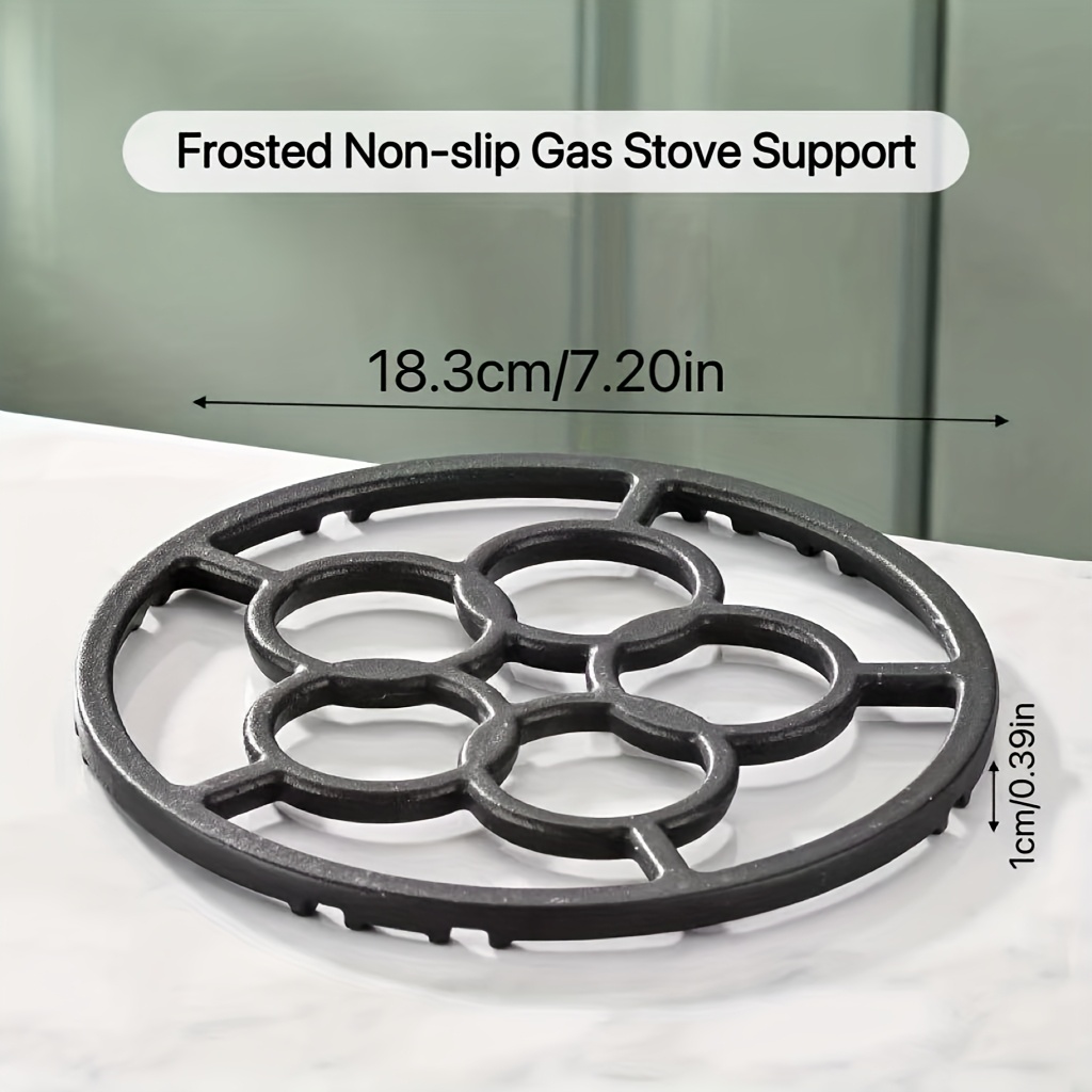 Temu 1Pc Heavy-Duty Cast Iron Gas Stove Burner Stand - Non-Slip Gas Ring Holder With Sturdy Base, Compatible With Gas Cooktops (/Propane), Compatible-image