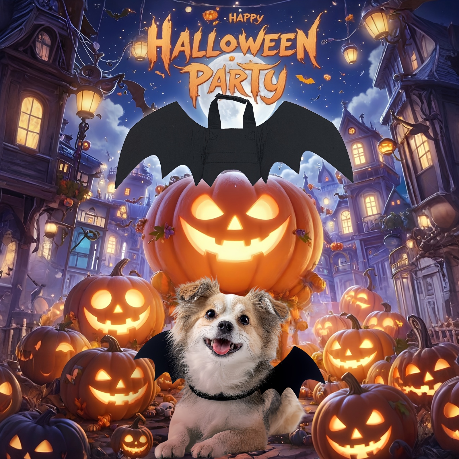 Adjustable Black Bat Wings Soft Polyester Halloween Pet Costume, Perfect for Cats and Small Dogs, Ideal for Role-Playing and Dress-Up Fun