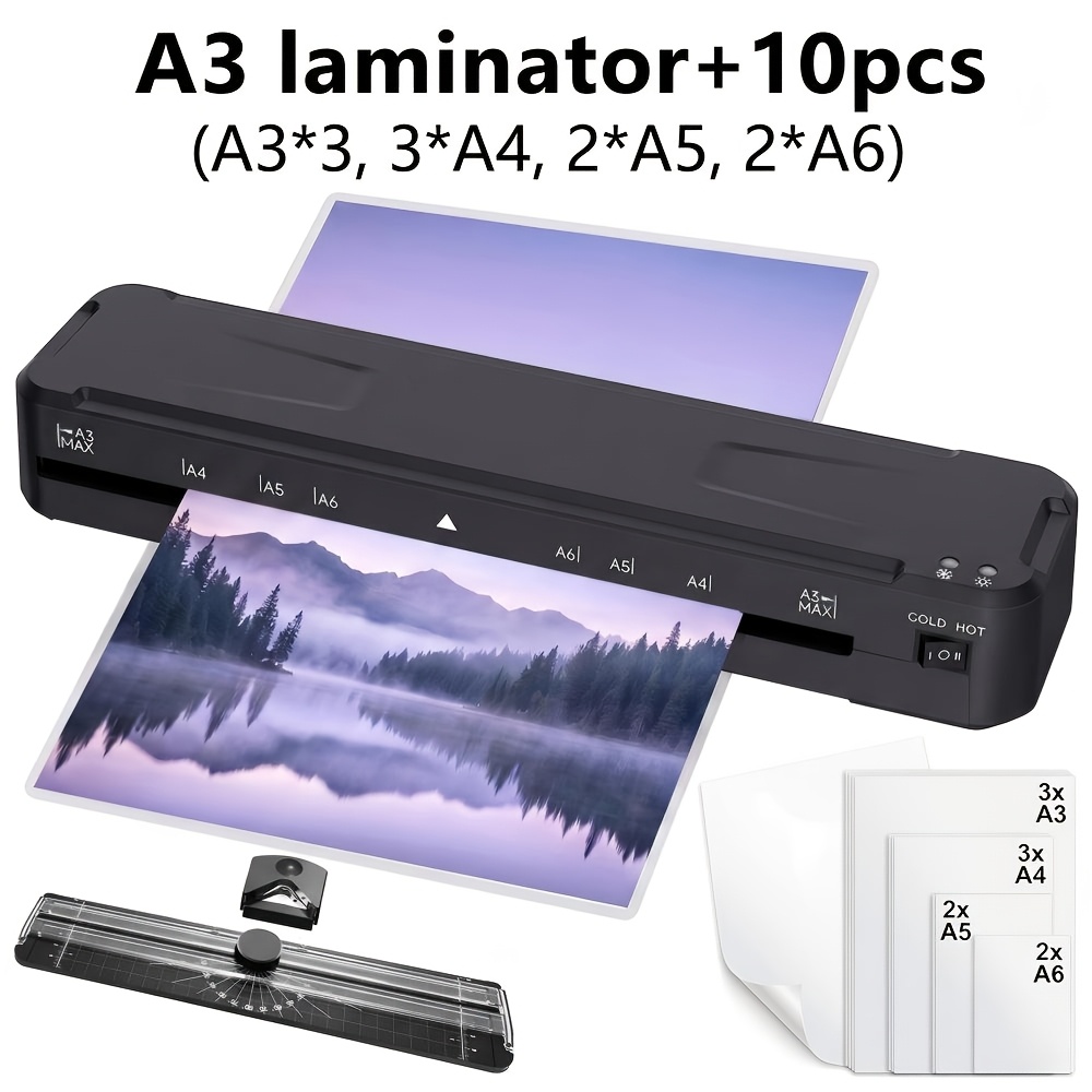 Image of Crenova Laminator Accessory Kit: Paper Trimmer + Corner Rounder + 10 Clear Laminating Pouches (a4/a5/a6) - Universal Fit For, Packaging, Photos & Id Cards