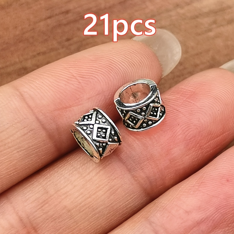 TEMU 21pcs Perles d'espacement motif rhombes géométriques, perles à grand trou, perles en vrac, pendentif de mode pour femmes, collier fait main,