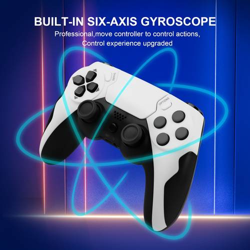 item picture for p4 pc wireless electronic game controller with sticks gyroscope dual vibration motion sensing touchpad wake up function built in 600mah low power long lasting battery for a comfortable grip