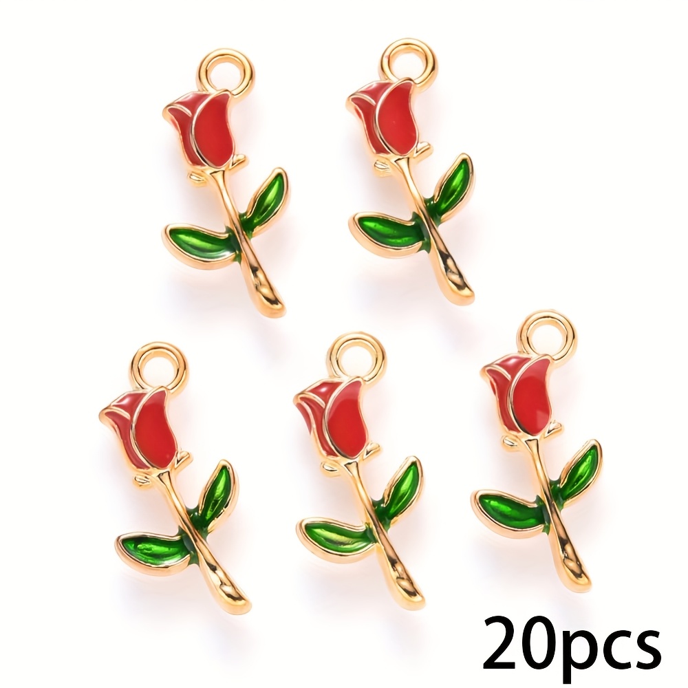 TEMU 20 piezas de dijes esmaltada, colgantes de flores de aleación esmaltada, mini dijes para la fabricación de joyas de collares y pulseras