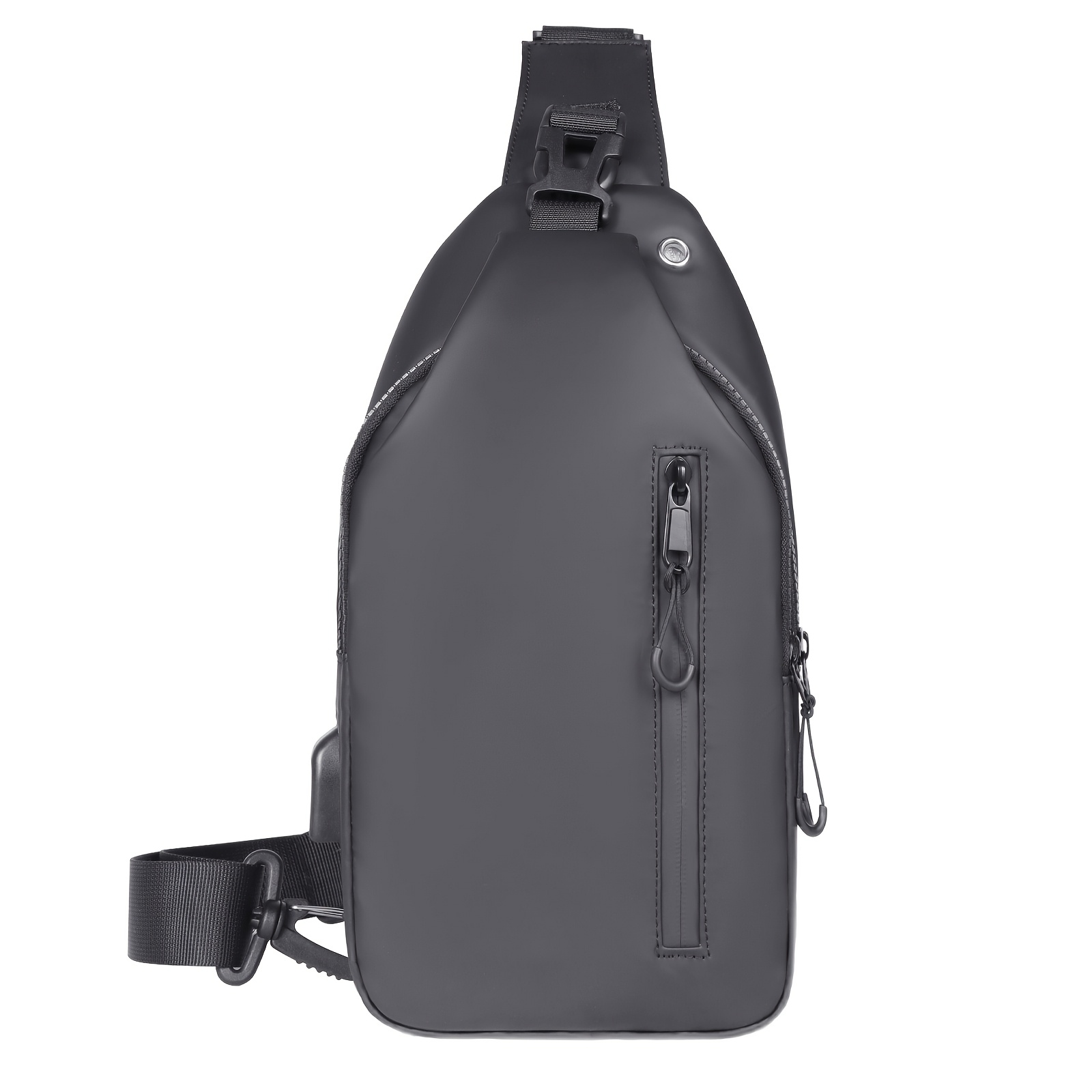 1pc unissex mochila impermeável de nylon - bolsa de peito com porta de carregamento usb, fechamento de zíper anti-roubo, alça de ombro ajustável para comutação diária, caminhada e viagem - detalhes 2