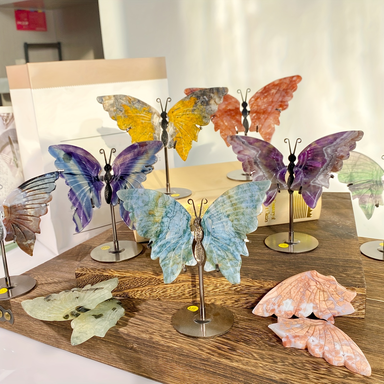 1 Pieza Alas Mariposa Cristal Natural Variadas Decoración - Temu