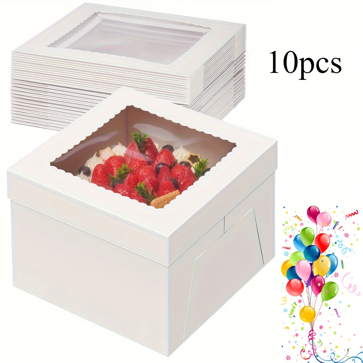 Kuchenschachteln Mit Platten – 10 Boxen + 10 Bretter, 30,5 X 30,5 X 15,2 Cm, Transparentes Fenster