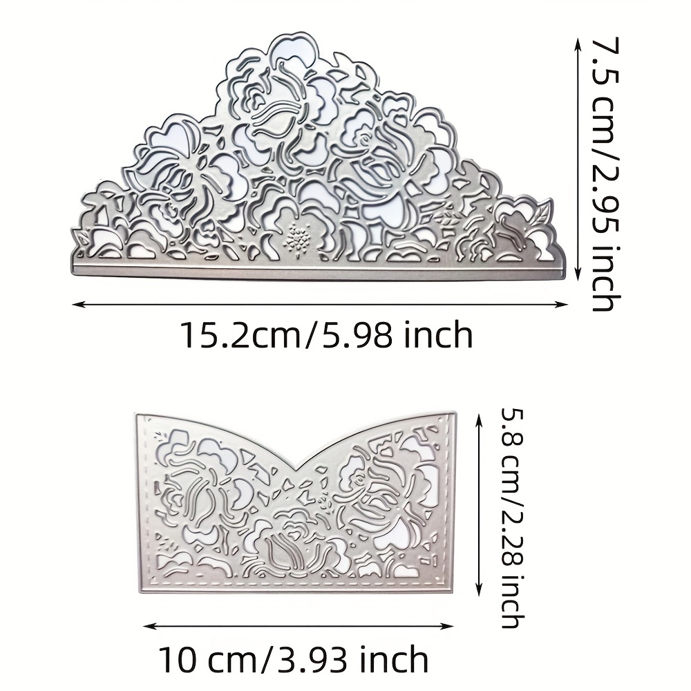 TEMU 2pcs Metal Die-cut Set, Wedding Lace Trim Cutting Template, Embossing Die For Diy Scrapbooking, Photo Albums, Decorative Paper, And Card Making