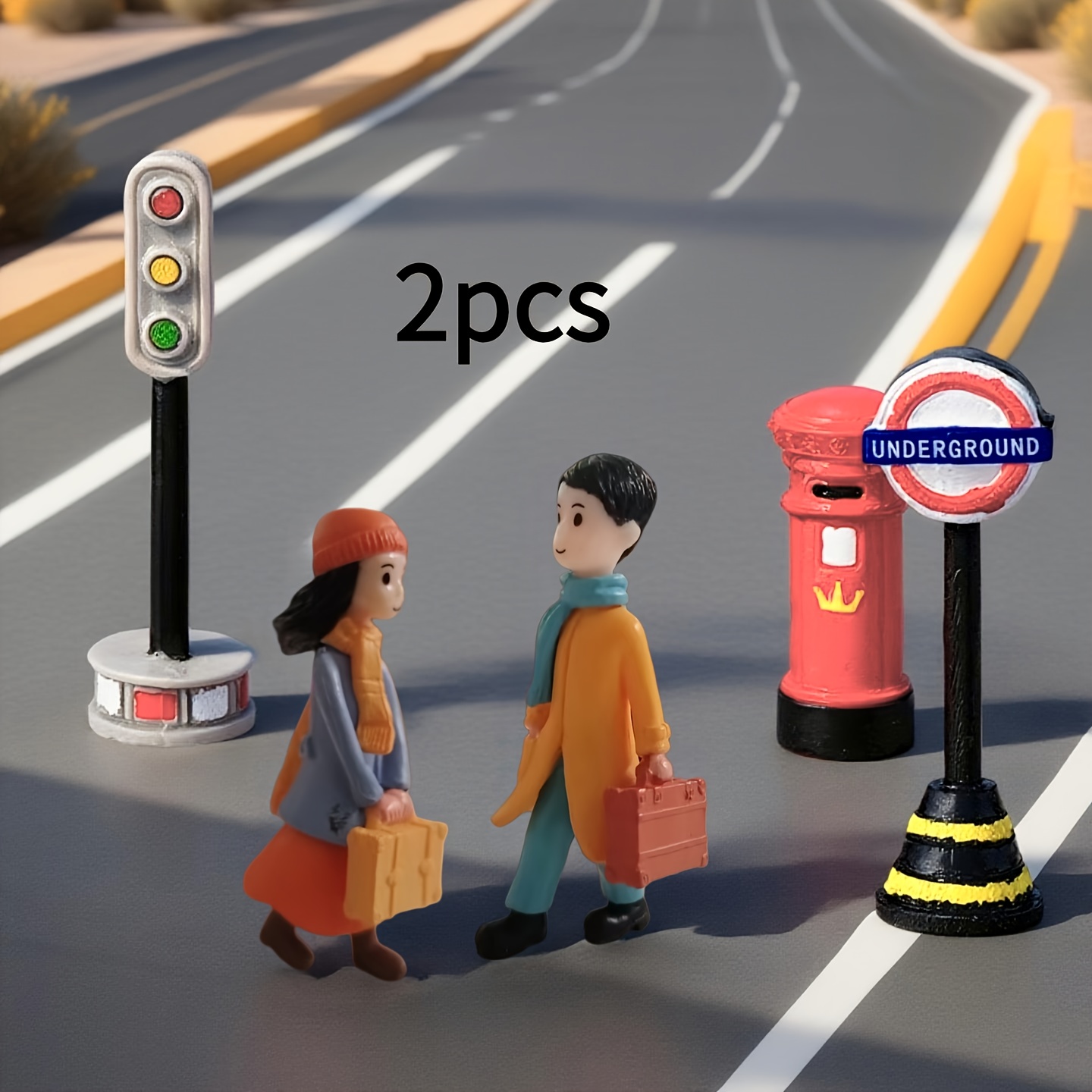 Image of 2pcs Miniature Landscape Ornament Set, Mini Couple Figurines For Travel, Male And Female Figurines, Craft Art, Car Dashboard Center Console Small Decoration, Suitable As A Valentine's Day Gift