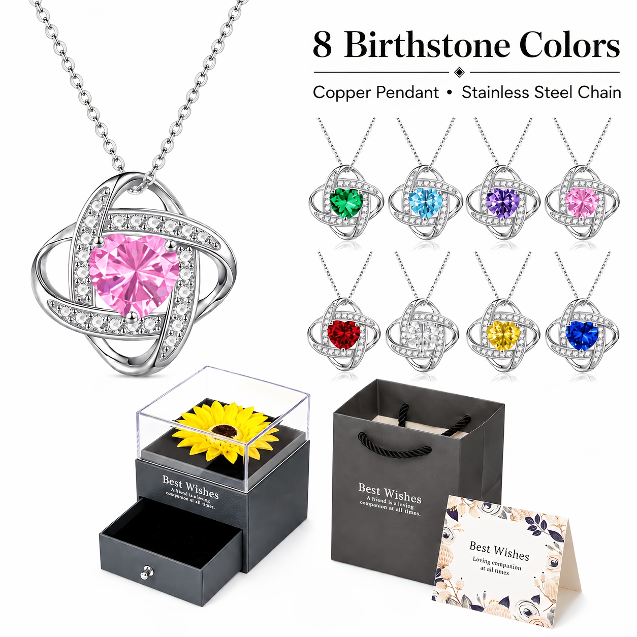 Heart Synthetic Zirconia Pendant Necklace with Gift Box