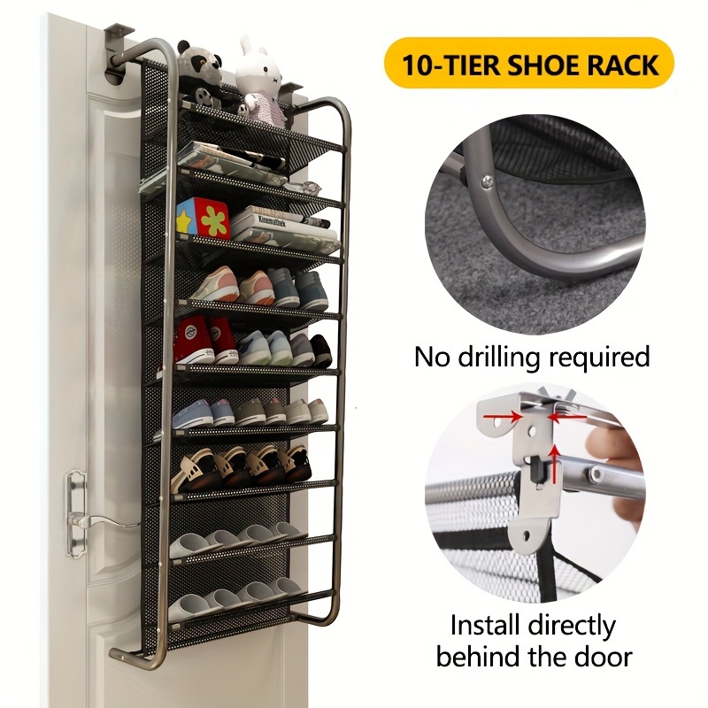 

Space-saving Over-the-door Shoe Rack - Multi-layer, Dustproof, No-drill Wall Mount Organizer For Living Room