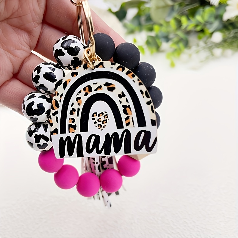 

1pc Women's And Keychain, - Mother Wooden Accessories Bracelet Bracelet, Car Keychain, Bag And Bag Pendant, And Cow Bracelet