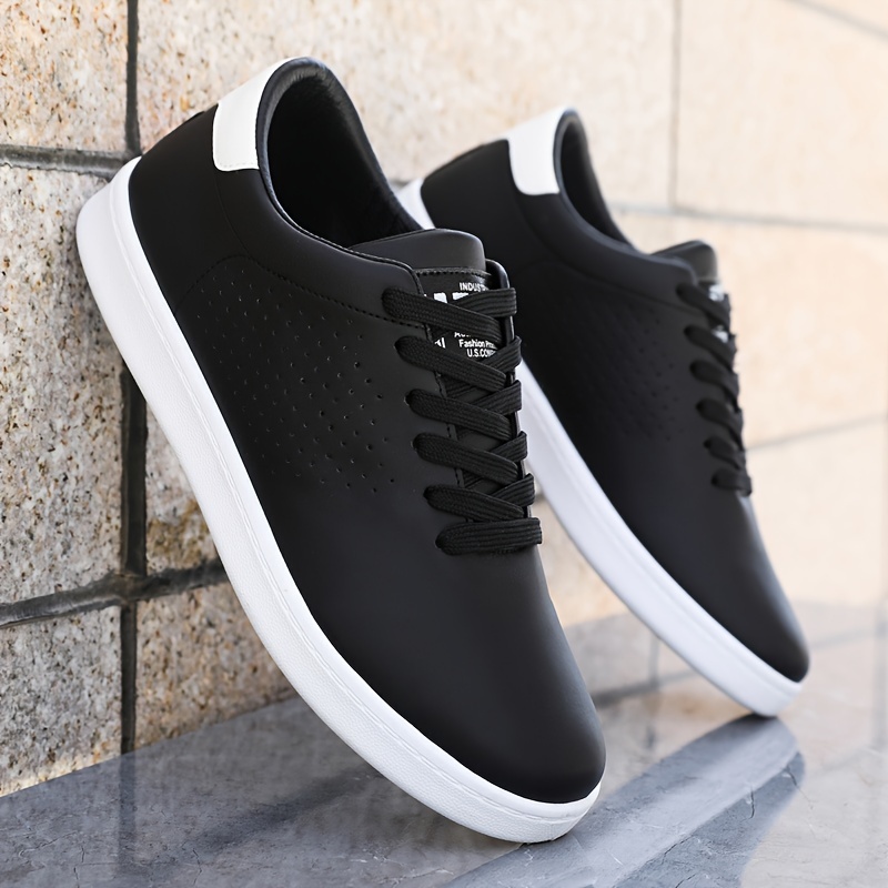 

Men's Trendy Solid Colour Breathable Low Top Skateboard Shoes, Comfy Non Slip Lace Up Casual Sneakers For Men's Outdoor Activities