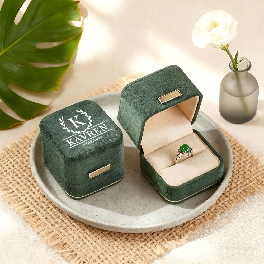 Personalized Luxury Plush Velvet Ring Box