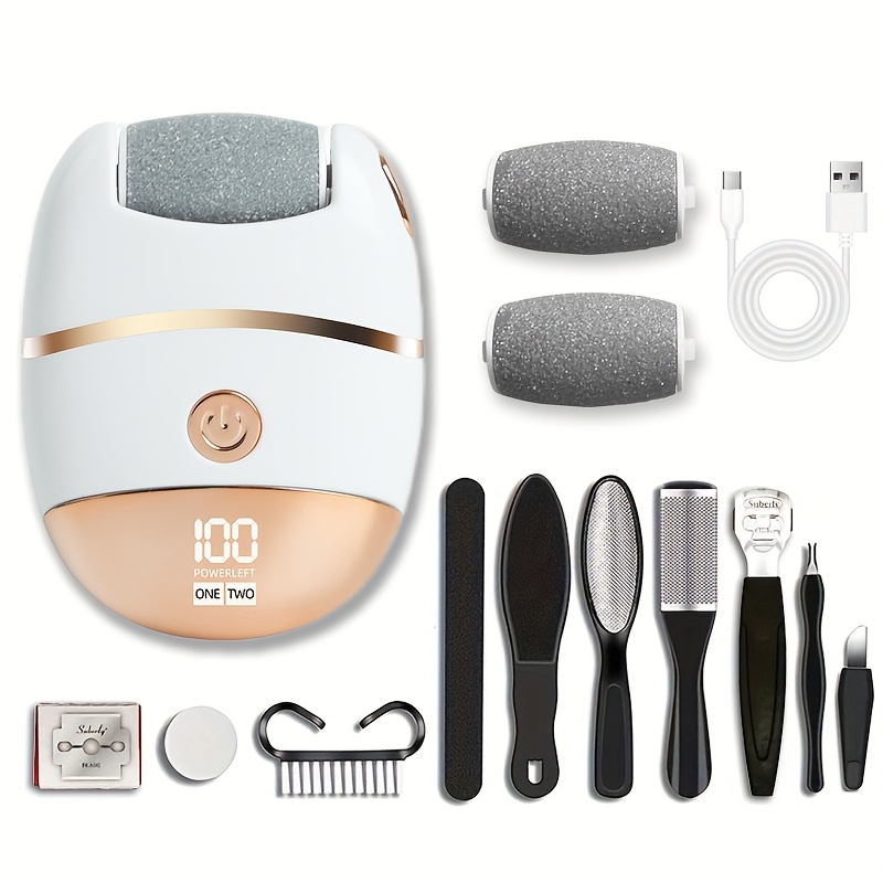 

Rechargeable Electric With 2 Spare Grinding Heads - Pedicure Tool For Cracked, And Hardened Feet, Professional Foot Care Kit With Lcd Display, 2 , And Multiple Heads For Foot Thick Skin Removal