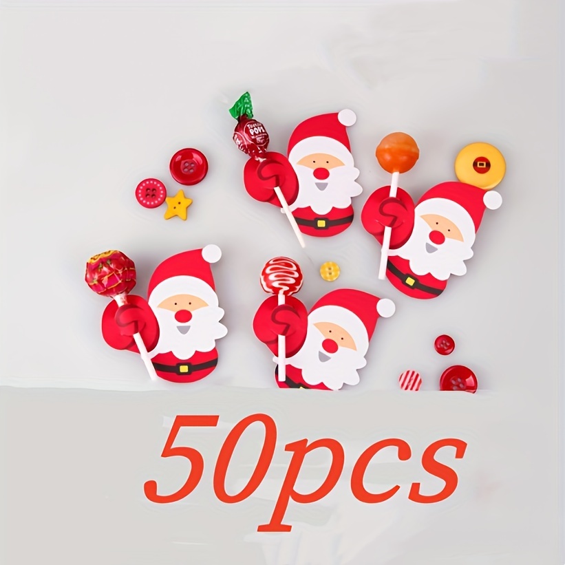 TEMU 50pcs Christmas Lollipop Stand Cards - Holiday Candy Decorative Paper Crafts, Suitable For Christmas, New Year, Party Gifts, Gift Decorations