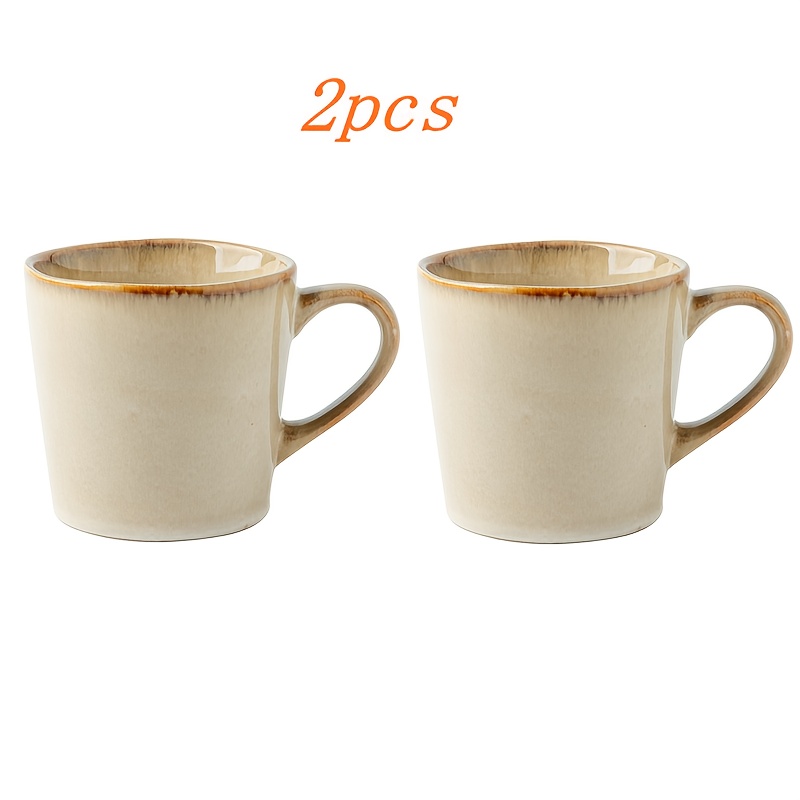 Image of 2pcs 450ml Handmade Ceramic Mug, Ceramic Breakfast Cup Coffee Cup - Vintage Style, Suitable For Home, Office, Holiday Gift, Best For Christmas, Perfect For Thanksgiving, Coffee Mug, Cup