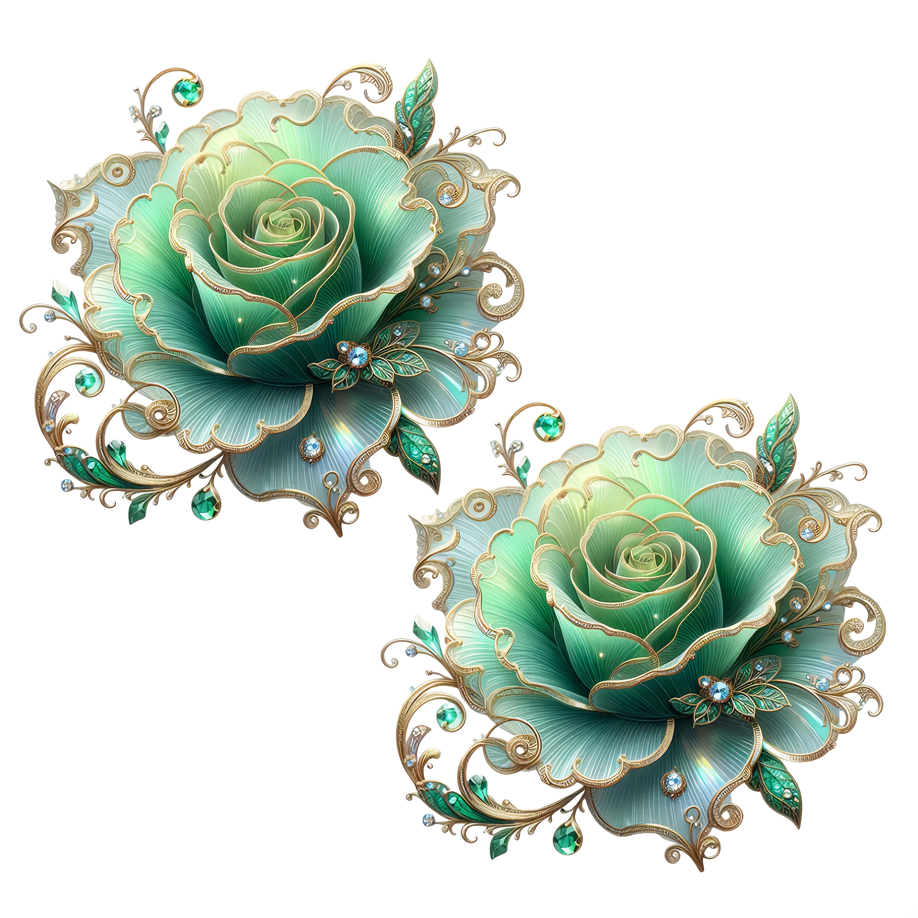 2pcs Green Rose Flower Pvc Tape Sticker, Waterproof Self-adhesive Sticker, Suitable For Laptop, Car, Motorcycle, Scratch Protection, Door Decoration