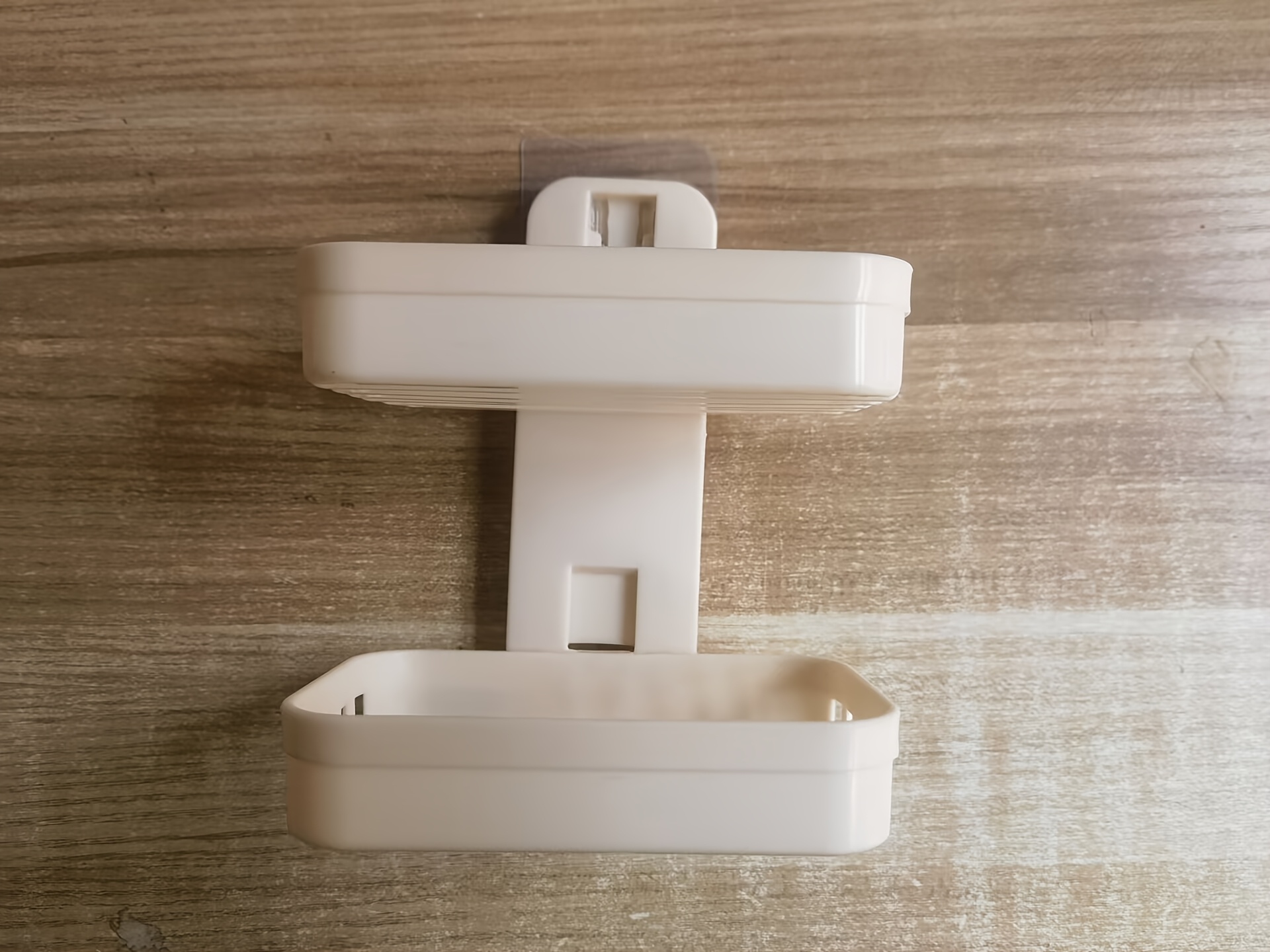 1pc Double-Layer Soap Holder With Box Drain Sponge Holder - Wall Mounted Bathroom Organizer For Toiletries And Shampoo