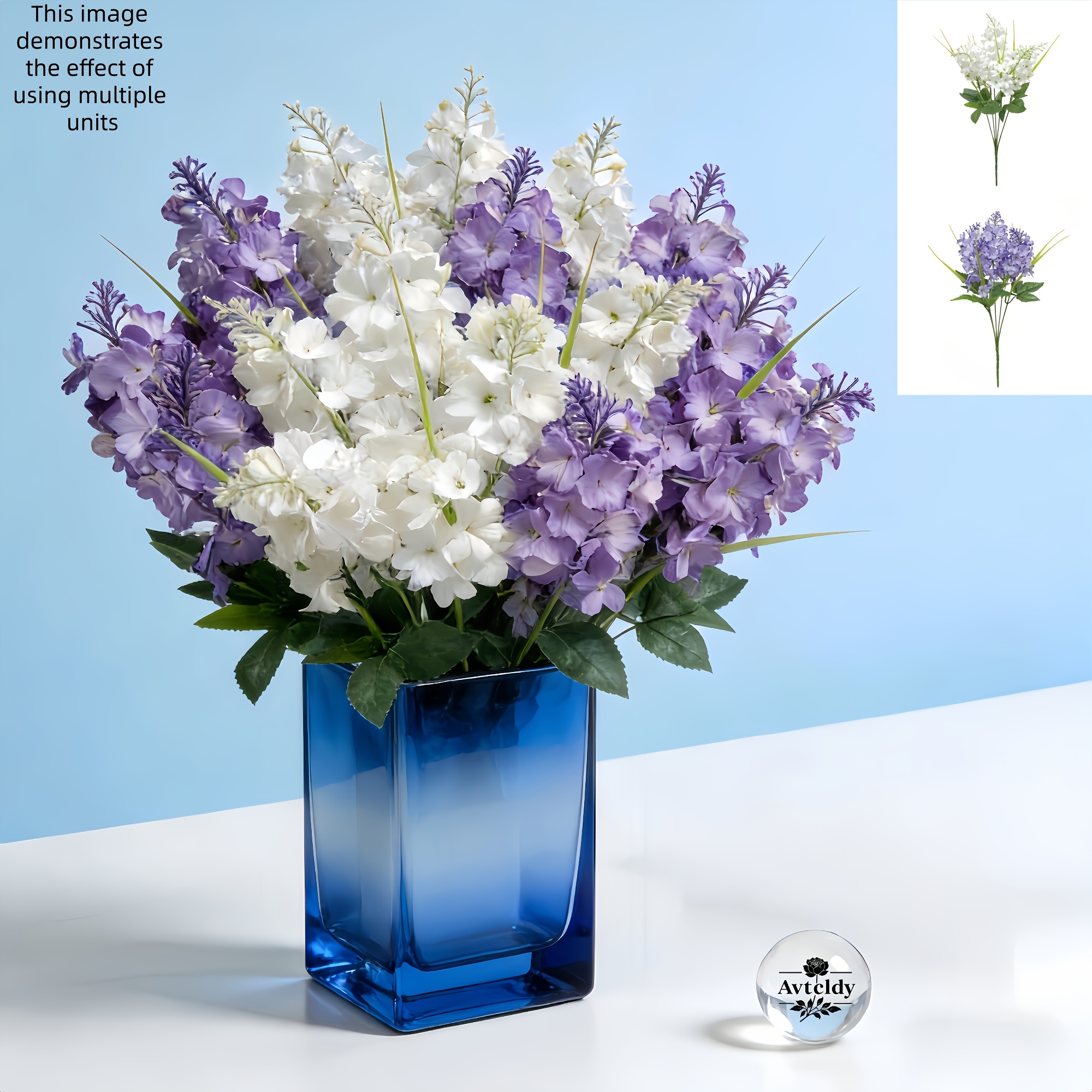 Image of 25 Flowers - 15 White + 10 Purple, A Of Elegant Artificial Flowers From Haiting , Made In Yangzhou. Fade-resistant And Maintenance-free Artificial Flowers, Suitable For Indoor And Outdoor