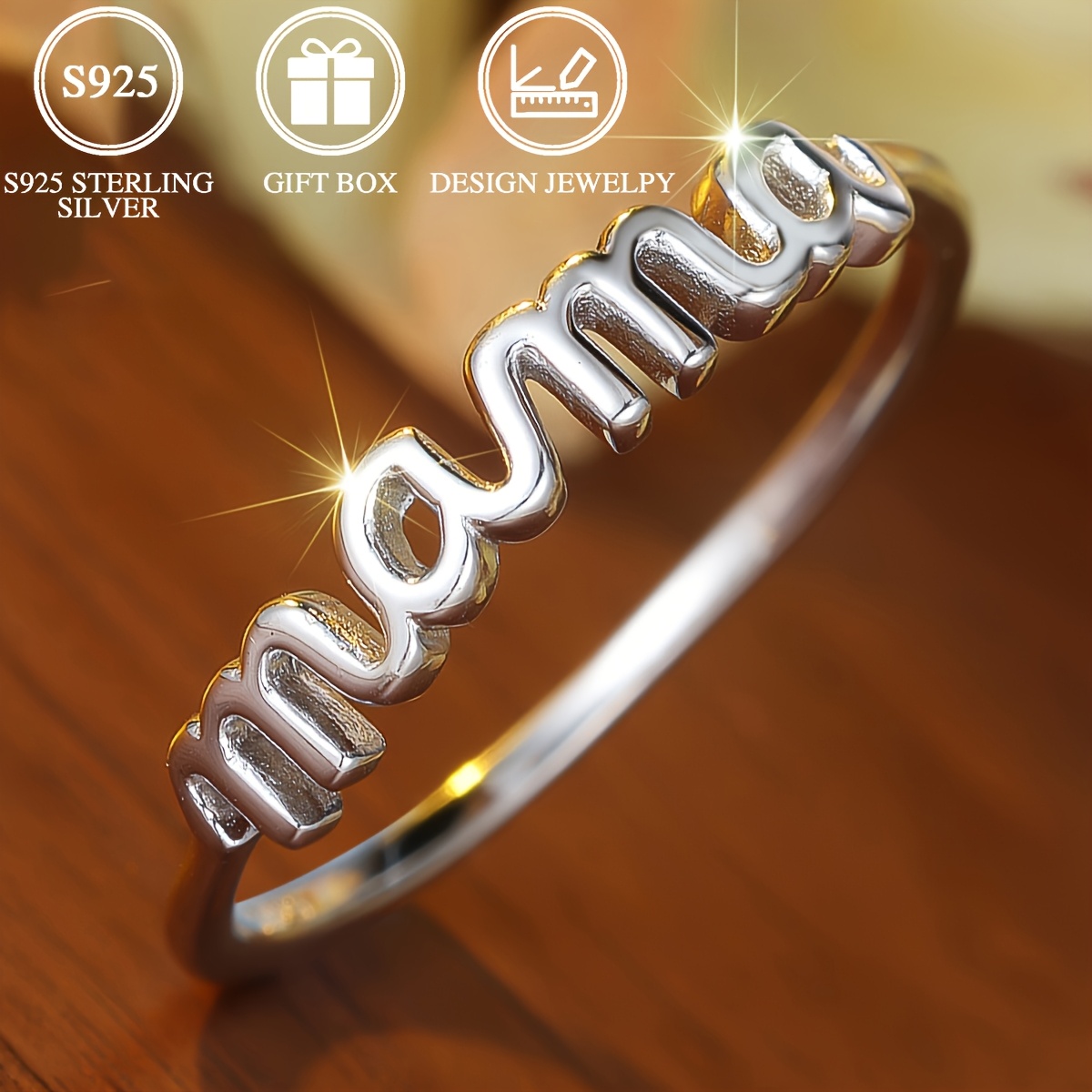 S925 Sterling Silver Mother's Statement Ring 1 2g