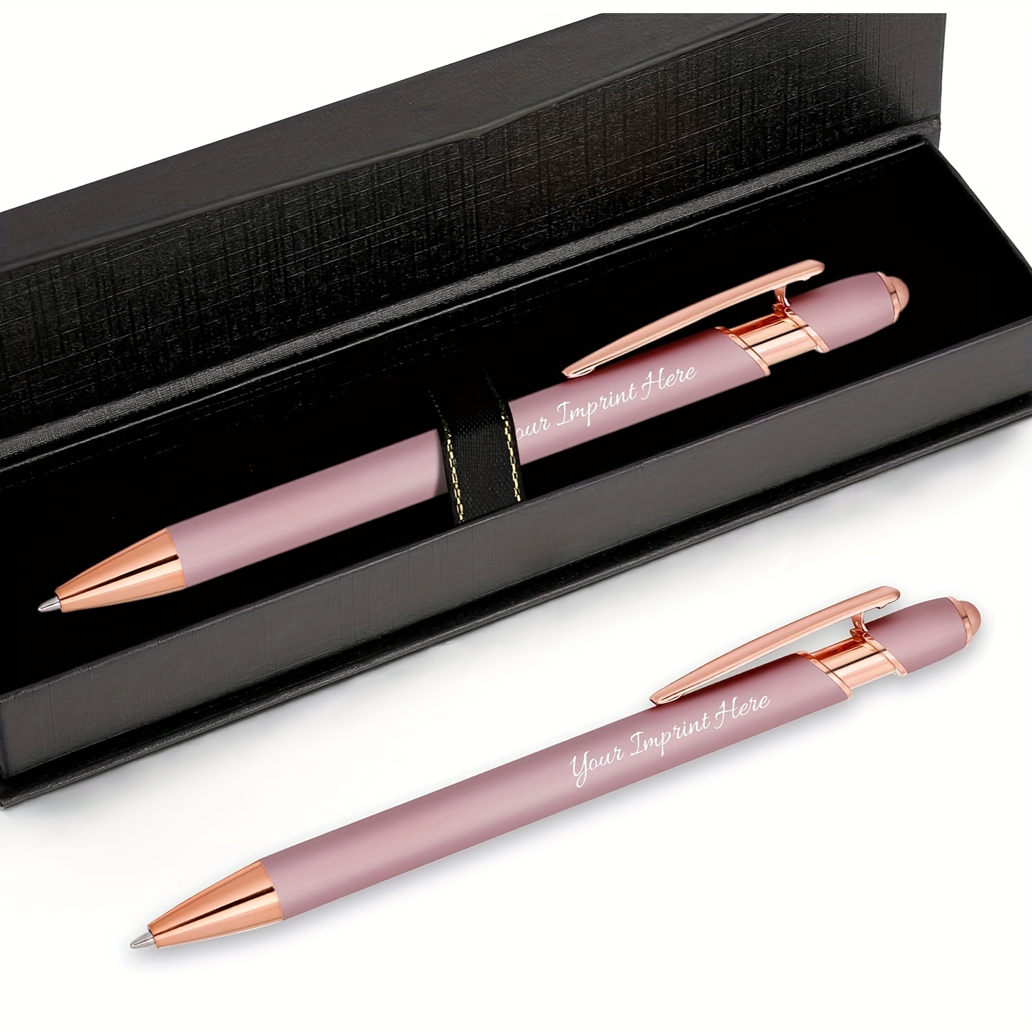 

2pcs, Personalized Pen Tips, 2pcs Of Rose Touch Metal Pens, Gift Box, Customized Engraved Pen, Great Gift Idea For Anniversary, Graduation, Birthday (pink-pink)