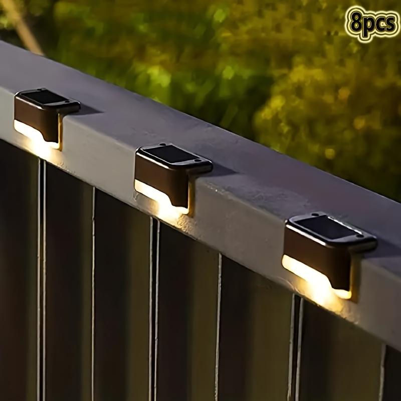 Image of 8pcs Railing Lights, Step Lights, Solar Step Lights Led Outdoor Lighting Decorative Landscape Lights Solar Stair Lights Deck Lights For Courtyards, Gardens, Fences, Stairs, , , Holiday Decorations