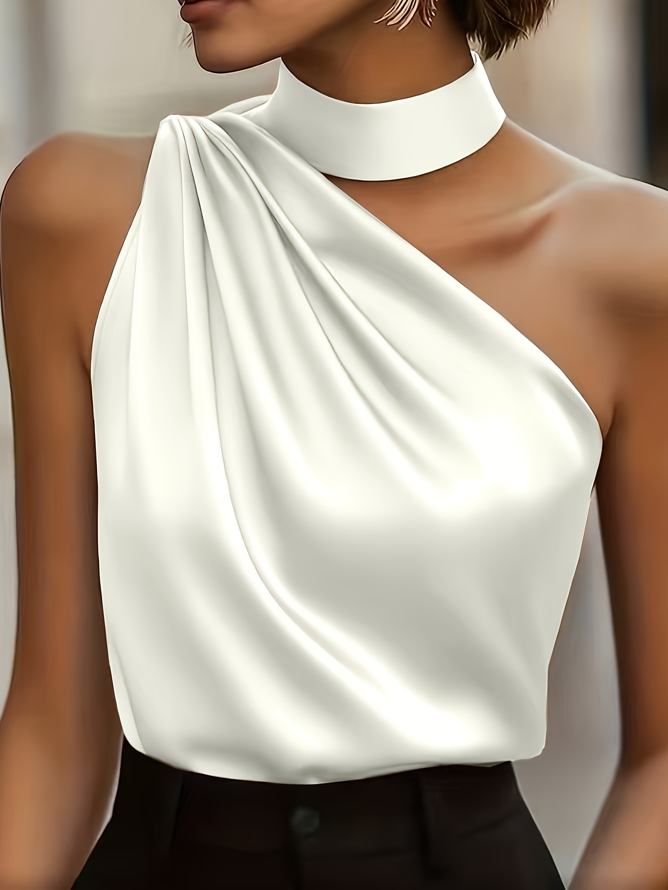 imagen del artículo qd251210029 estilo dirigido mujer top corto sin  , elegante color   ajustado halter sin hombros