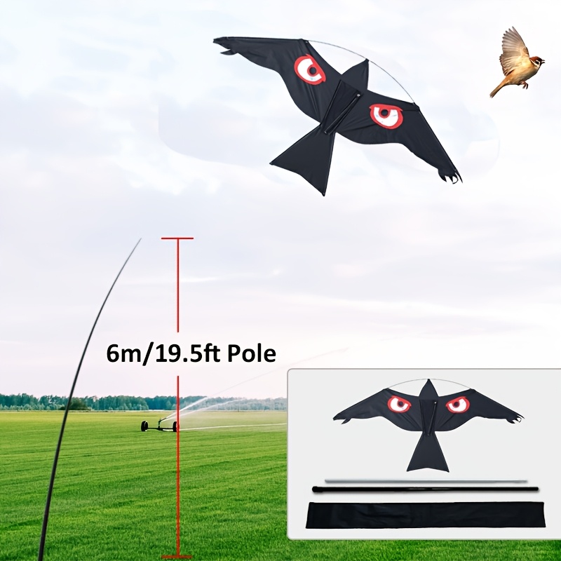 TEMU 6-meters teleskopstangsett, tårbestandig nylon eagle kite, deksel, mer , beskytter felt, hager, avlinger og frukthager.