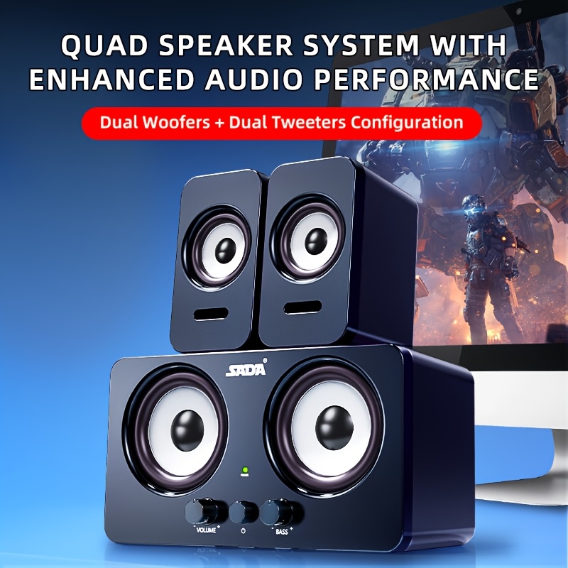 1x usb-powered pc speaker with dual 3w drivers passive system