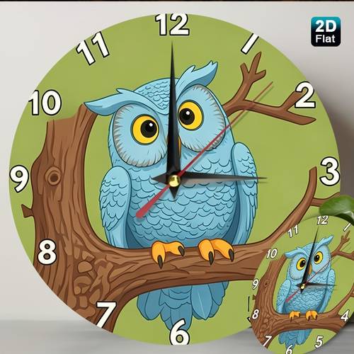 photo de l'article 1 pièce horloge murale ronde silencieuse à imprimé de dessin 2d plat sur une branche darbre - décoration pour cuisine, salon, chambre, bureau, ferme - cadeau de fête des mères et de pâques - art mural - 2d plat, piles aa non incluses, 2d plat