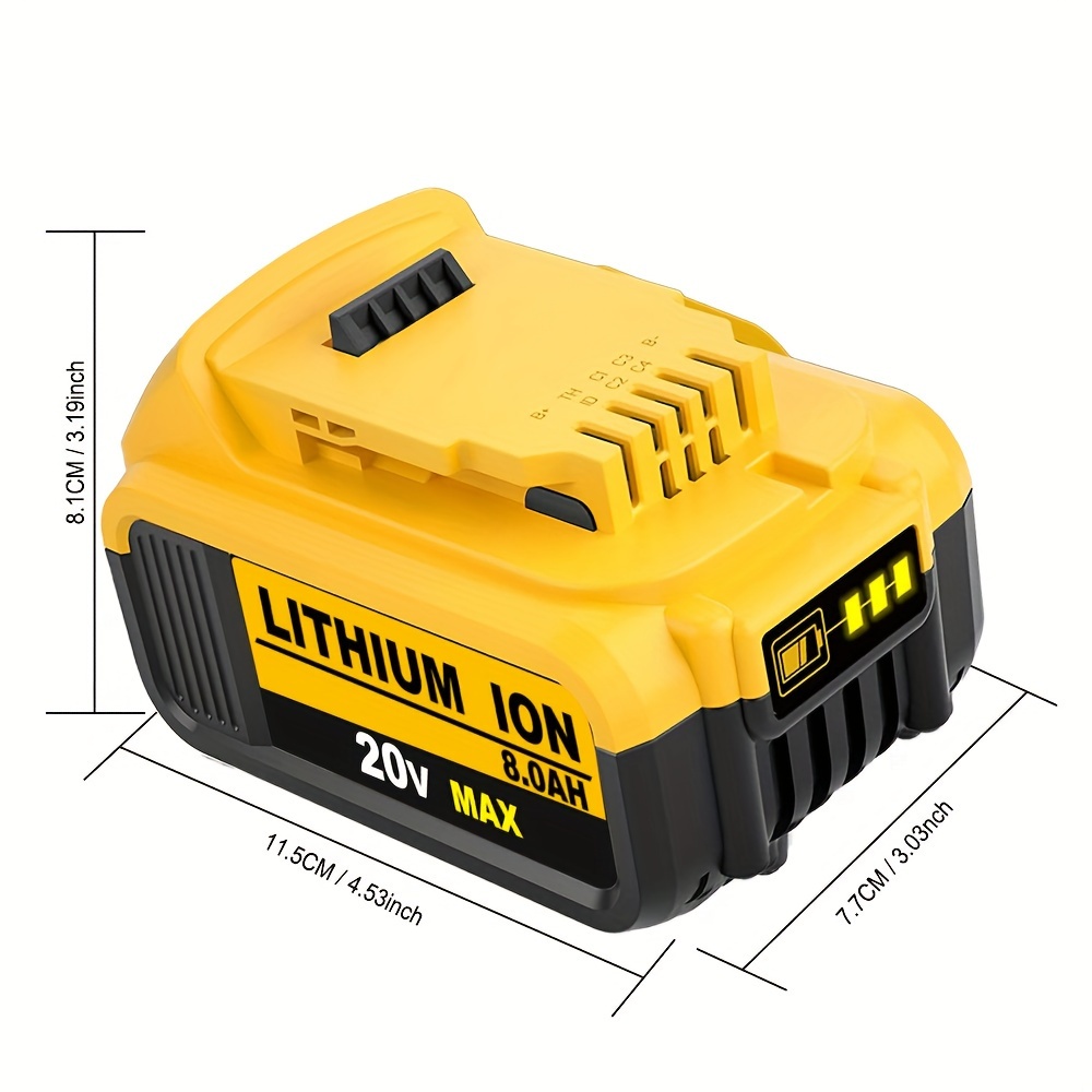 20V 8.0AH DCB200 Li ion Battery For DeWalt 20 Volt Max XR 8Ah Lithium Ion DCB206 DCB204 DCB201 DCB203 DCB206 2 2 For Dewalt
