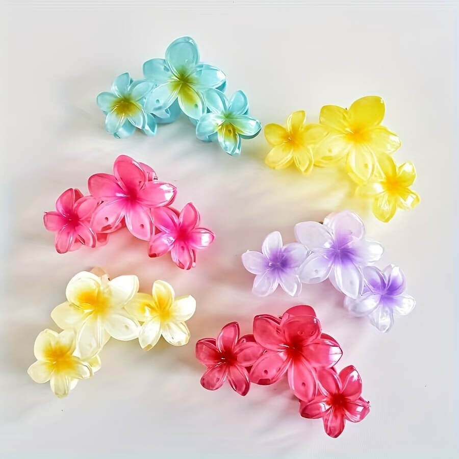 

3pcs Gradient Flower Hair Claw Plastic Material Fashion Travel Suitable For Holiday Gifts Holiday