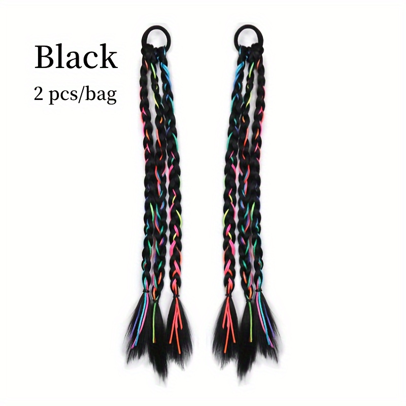 TEMU Colorful Rope Boxing Braid Wig Ponytail Sweet Cool Cute Little Braid Ladies Daily Vacation Rubber Band Wig Change Hair Style