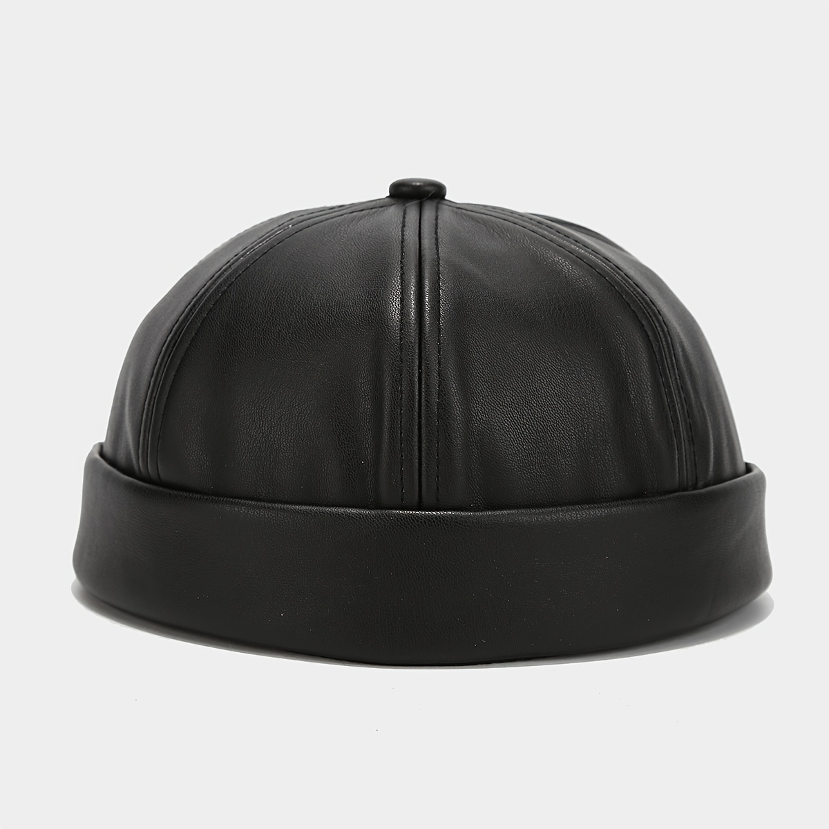 men's genuine pu leather brimless skull cap - Temu