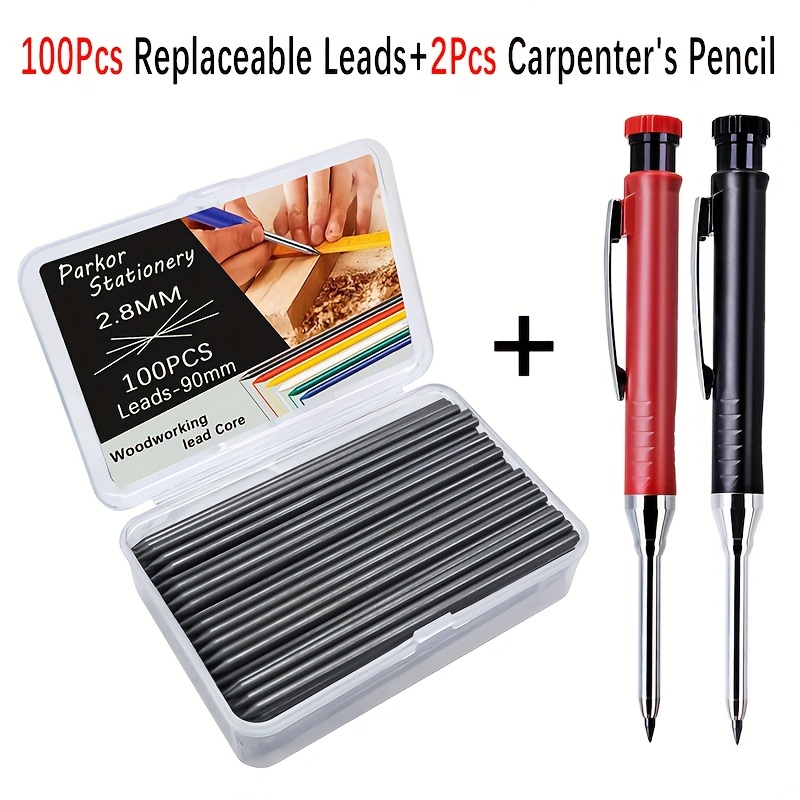 E-shop 2,8-mm-Schreinerstifte mit speziellem Ersatzkern, großem Fassungsvermögen von 50/100 Stück/Box, für Keramikfliesen, Metallbodenmarkierungsstifte