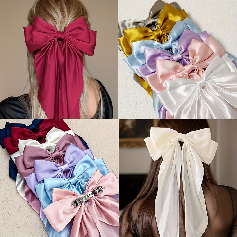 set 12 oversized hair bows women featuring large barrettes  display picture 1