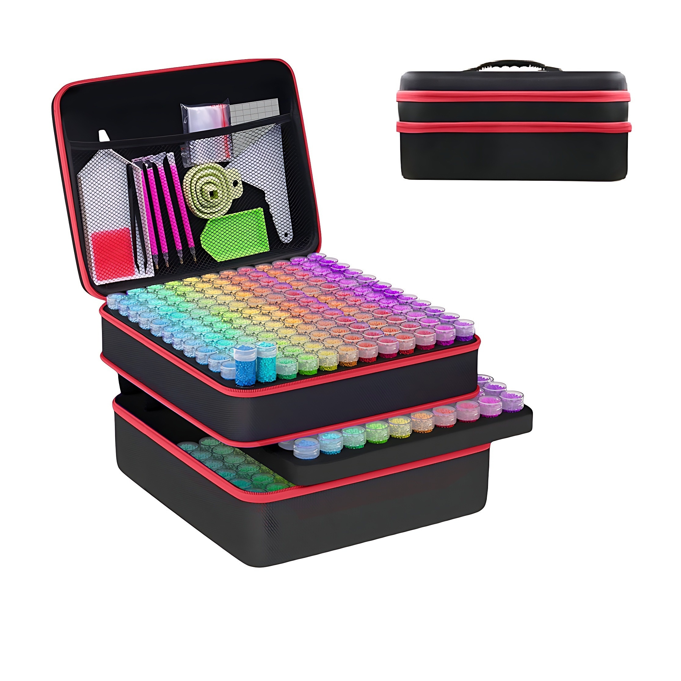 300-grid Diamond Painting Organizer, Portable Storage Box For Rice Beads And Rhinestones With Large Capacity Sorting Tray