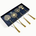 set of 4 seasonal leaves metal bookmarks with tassels creative reading guide ideal gift for mothers day christmas and sisters birthdays