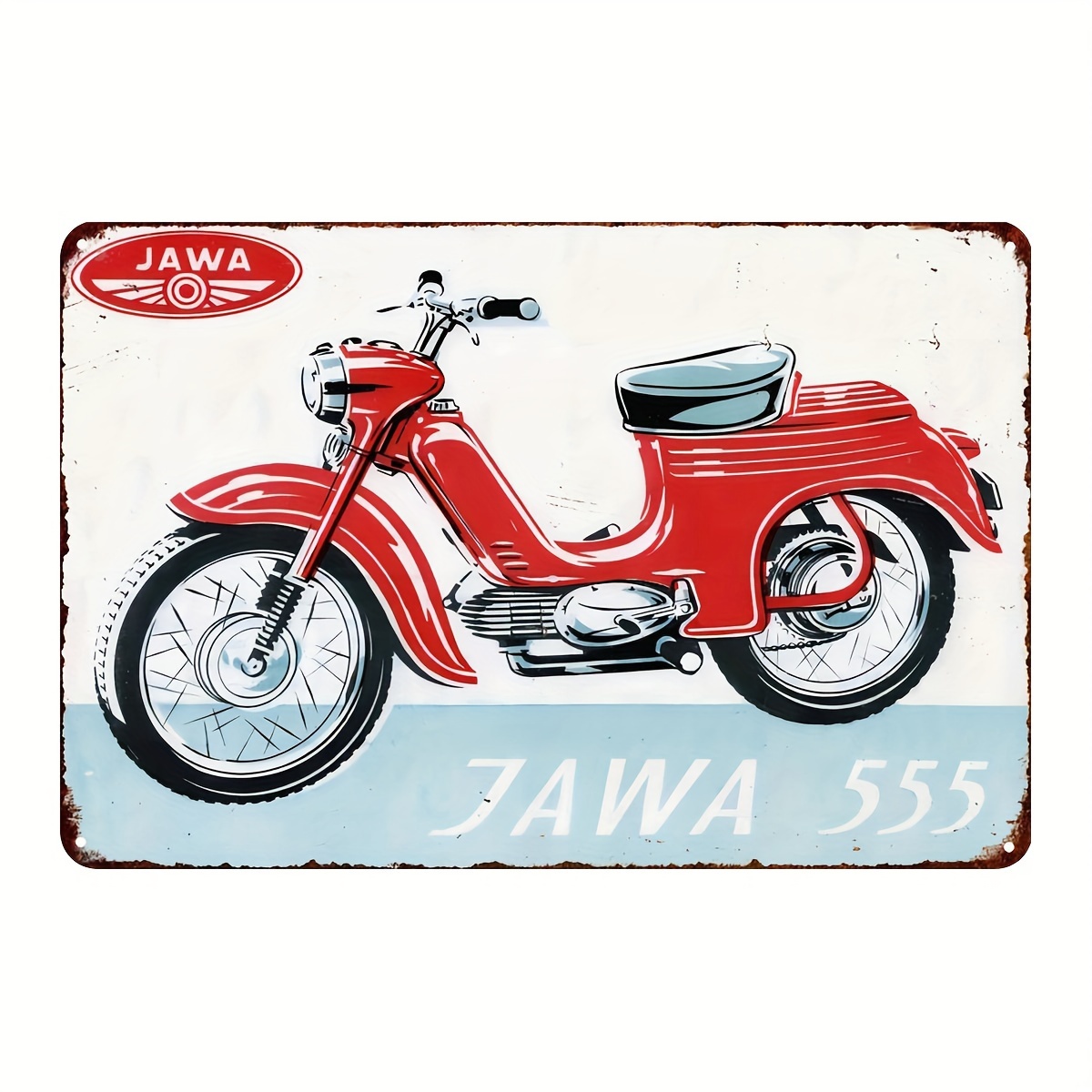 

Jawa Motorcycle Vintage Metal Tin Sign (8"x12") - Perfect For Man Cave, Garage, Or Farmhouse Decor | Red & White