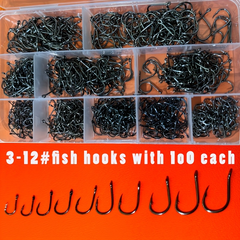 TEMU 1000pcs Fishing Hooks Set Fishing Hooks Fishing Hooks Saltwater Fishing Hooks Stainless Steelfishing Hooks 10 Fishing Hooks 12 Fishing Hooks