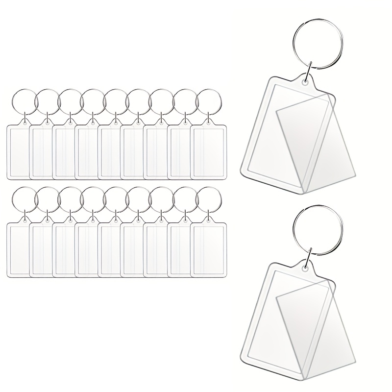 20 Pack Acrylic Photo Frame Keychain Clear Photo Insert Blank Keychain Rectangle Picture Frame Keyring Holder For Men Women