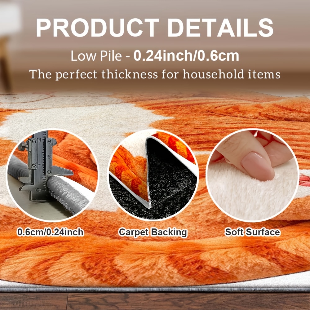 1pc latest style 2d flat irregular shaped   design floor mat lying down sleeping chubby   2d simulation plush printed doormat bedroom bedside decorative rug 2d flat Product details 6
