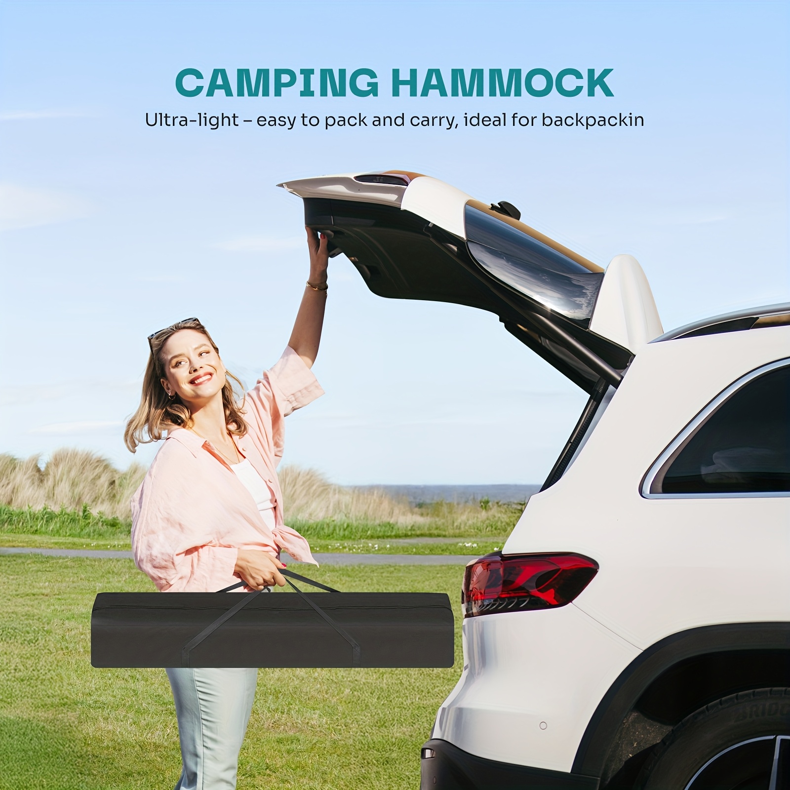 double hammock with space saving stand heavy duty   portable for outside indoor use 450lbs capacity easy assembly carrying bag included colorful stripes Product details 3